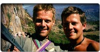 Fred and Mathias on the top anchor of "Page 99" - one of our many excellent climbs in Mexico