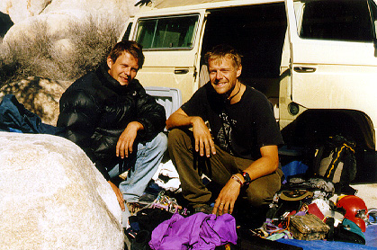 Fred and Mathias on the top anchor of "Page 99" - one of our many excellent climbs in Mexico